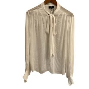 New 7 for All Man Kind White Tie Blouse Women's sz L